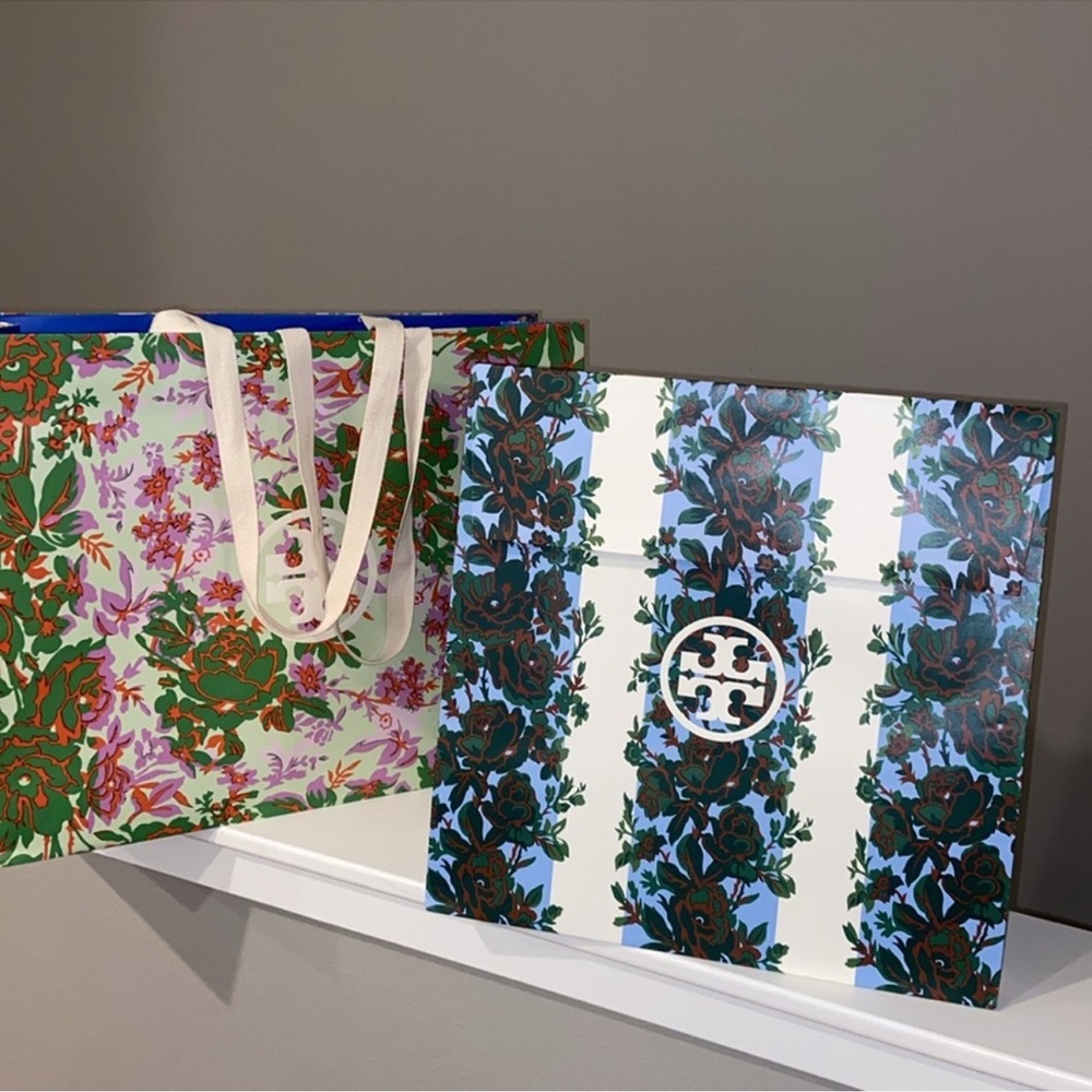 Tory Burch Floral Shopping Bag + Gift Package Combo Large